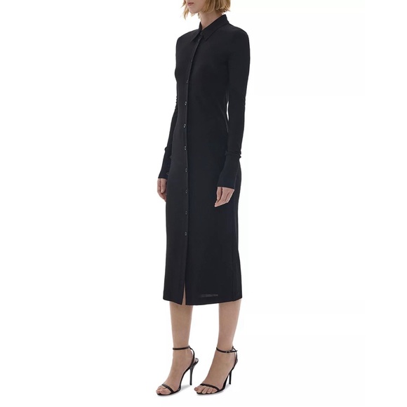 Helmut Lang Viscose Midi Shirt Dress Black Medium NWT - Picture 2 of 16